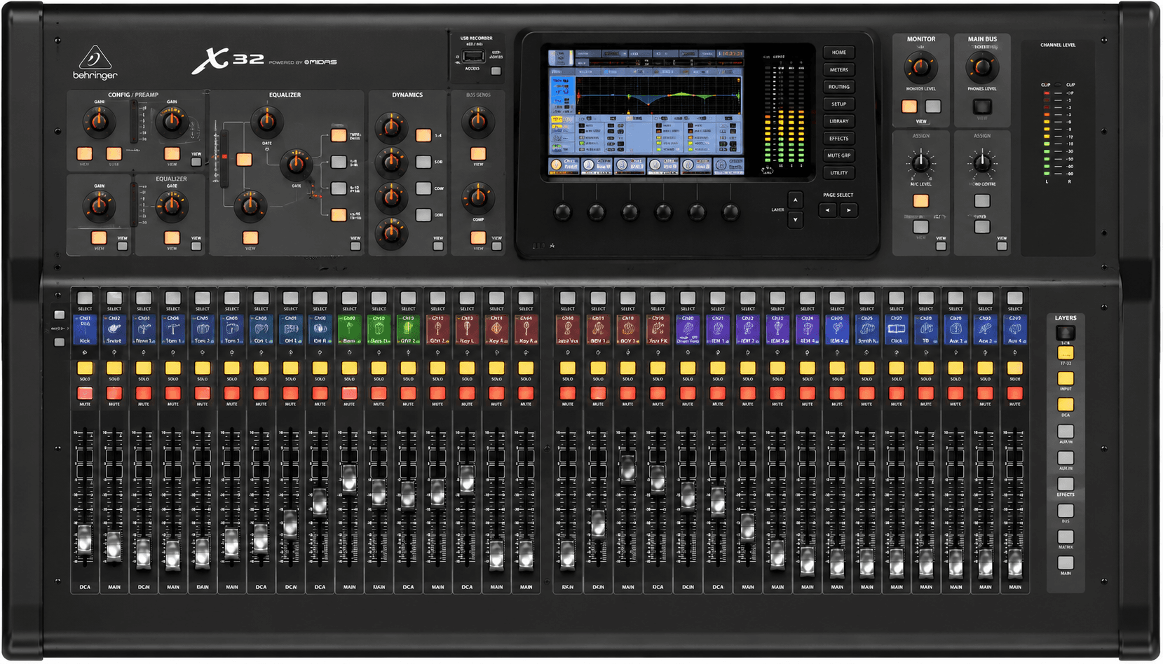 Behringer X32 console configured for VBCI sound training